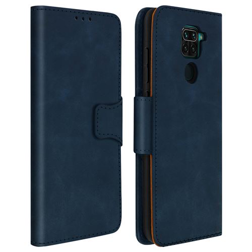 Avizar Étui pour Xiaomi Redmi Note 9 Clapet Porte-carte Fonction Support Vintage Bleu
