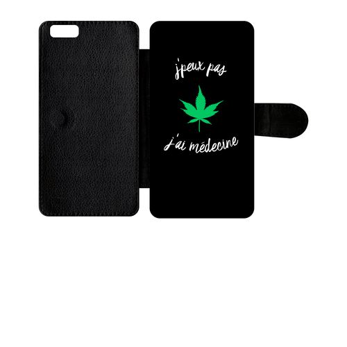 Etui À Rabat Apple Iphone 6s Plus J Peux Pas J Ai Mdecine Feuille De Chanvre