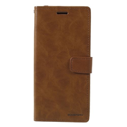 Etui en PU blue moon 3 fentes pour cartes de crédit marron pour votre Samsung Galaxy J6 Plus