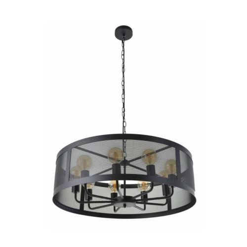 COREP Suspension en métal Stock 9 L - Ø 75 cm - H 114 cm - E 27 - 40 W - Noir mat