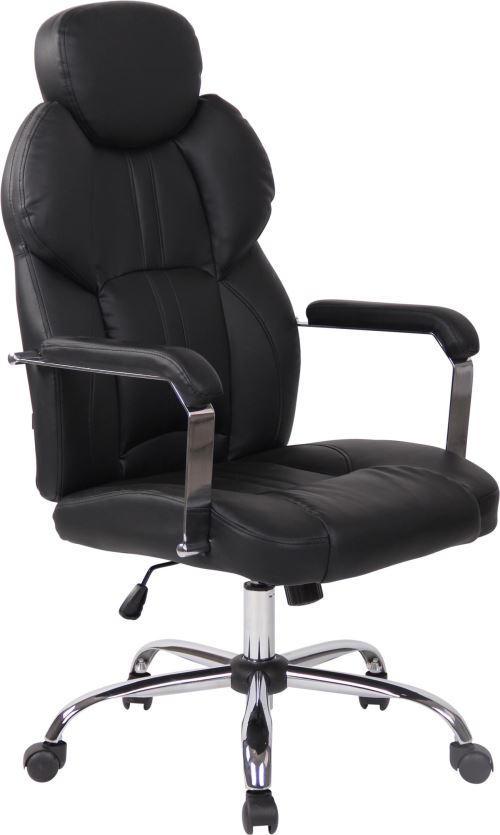 Fauteuil de Bureau Almelo en Similicuir - Chaise de Bureau avec Roulettes Accoudoirs - Réglable en hauteur Pivotante - Couleur d'assise Noir