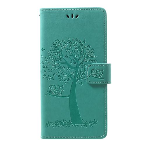 Etui en PU chouette arboricole cyan pour votre Samsung Galaxy A70