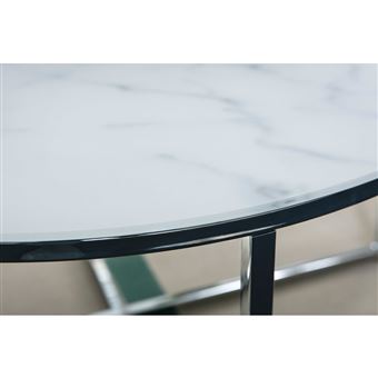 Table Basse Ronde Effet Marbre Blanc Et Pieds En Metal D80 Cm Alcino Achat Prix Fnac