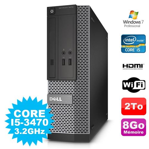 PC De Bureau Dell PC Dell Optiplex 3010 Sff Intel i5-3470 Dvd 8Go 2000Go Hdmi WiFi W7