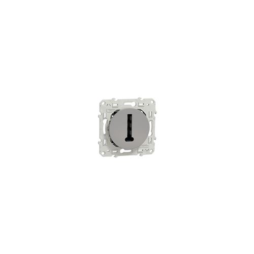 Prise t&eacute;l&eacute;phone conjoncteur T Odace Gris Aluminium Schneider Electric