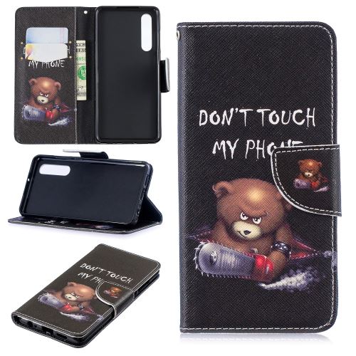 Etui en PU impression de motifs avec support l'ours et ses avertissements pour votre Huawei P30