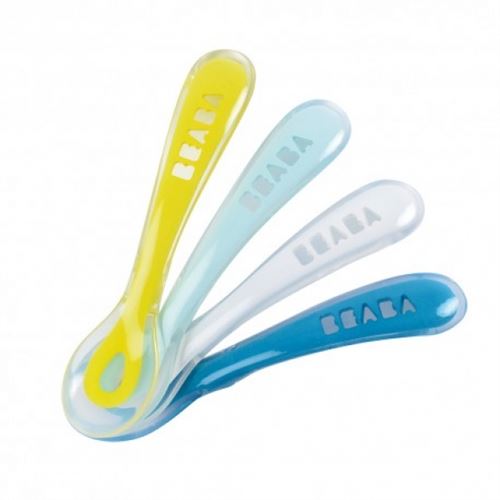 Beaba - Lot de 4 cuillères 2ème âge soft silicone (coloris assortis)