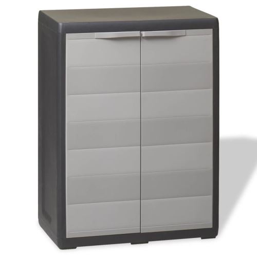 Meelady Armoire de Rangement | Meuble de Rangement | Armoire basse avec 1 étagère pour Jardin ou Salon Noir et Gris