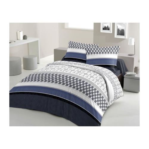 LOVELY HOME Parure de couette Coton BOOGIE Bleu 220x240cm