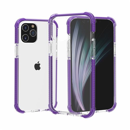Coque en TPU hybride anti-chute à coussin d'air violet pour votre Apple iPhone 12 Pro Max 6.7 pouces