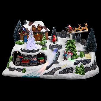 Acheter Village De Noel Village De Noel Lumineux Avec Son Train Pere Noel Jardideco Achat Prix Fnac