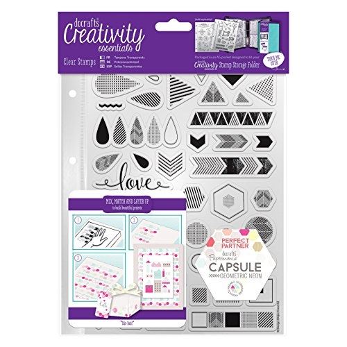 Docrafts lot de 45 tampons transparents néon géométrique - format a5 qdc520-15