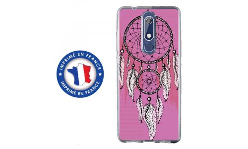 Coque souple pour Nokia 5-1 avec impression Motifs attrape rêve sur fond rose