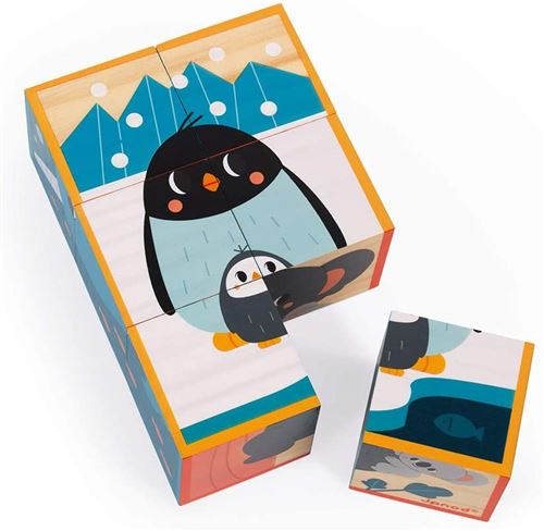 Puzzle En Bois Janod 6 Cubes Animaux