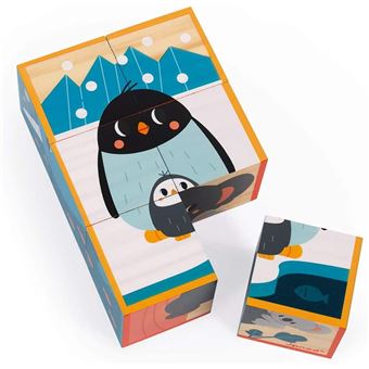 Puzzle en bois Janod 6 cubes animaux