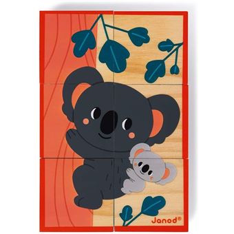 Puzzle en bois Janod 6 cubes animaux