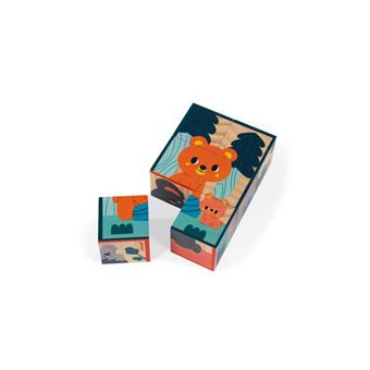 Puzzle en bois Janod 6 cubes animaux