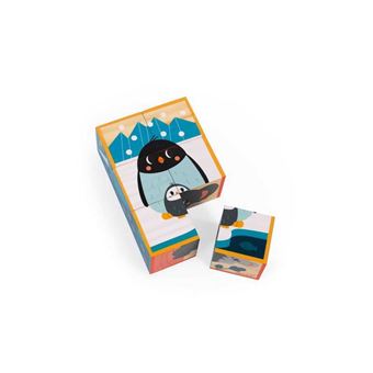 Puzzle en bois Janod 6 cubes animaux