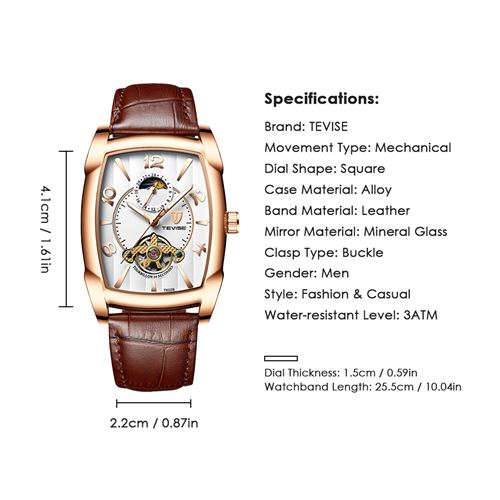TEVISE T802B Business hommes automatique montre mécanique mode casual  bracelet en cuir mâle montre-bracelet - Bracelet de montres - Achat \u0026 prix  | fnac
