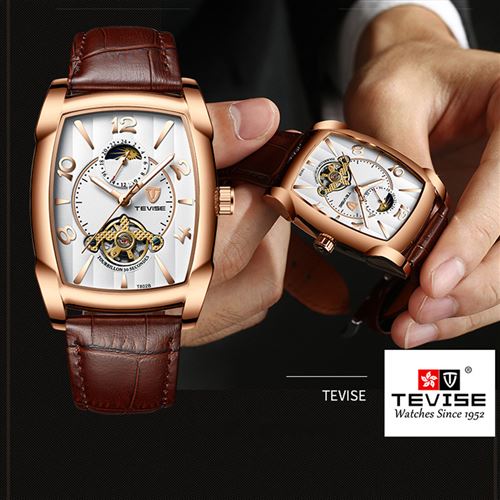 TEVISE T802B affaires montres mécaniques hommes montre automatique hommes  bracelet en cuir homme montre bracelet squelette montre horloge relogios |  AliExpress