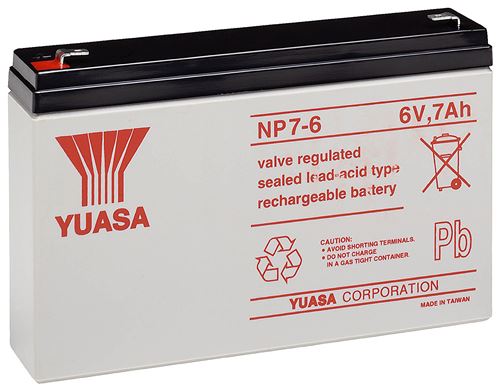 Yuasa NP7-6 Batterie au plomb 6 V Faston 187-4,8 mm (Import Allemagne)