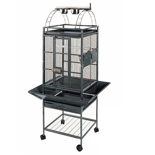 Meilleurs prix pour Strong Cage pour perroquet Villa Helios Gris métallisé 46x46x149 cm