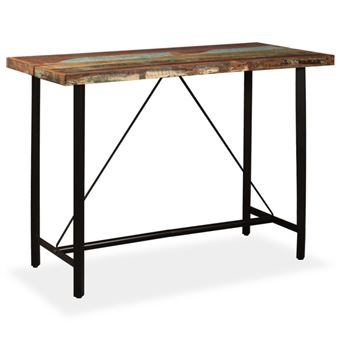 vidaXL Table de bar Bois massif de récupération 150 x 70 x 107 cm - 1