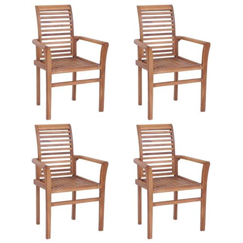 vidaXL Chaises de salle à manger empilables 4 pcs Teck massif