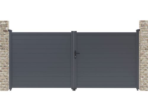 Portail aluminium Marc - 349.5 x 155.9 cm - Gris