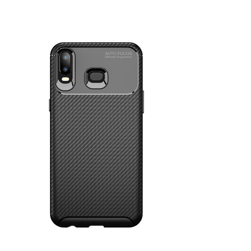 Coque en TPU en fibre de carbone anti-chute noir pour votre Samsung Galaxy A6s
