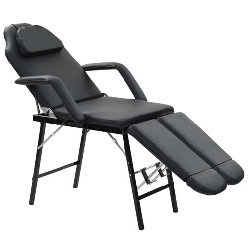 vidaXL Fauteuil de Massage Traitement Facial Simili-Cuir Noir Lit de Massage