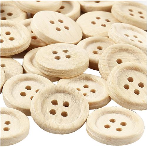 Creotime boutons en bois 23 mm 30 pcs