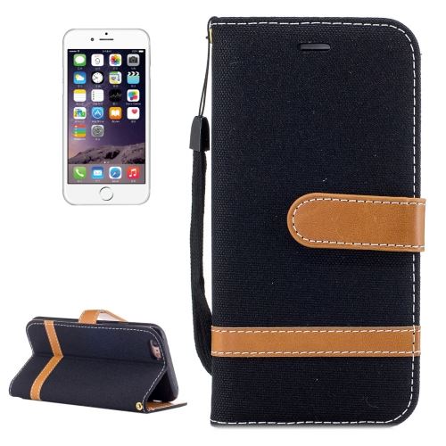 iPhone 6 & 6s Housse Etui Cuir PU Noir Effet tissus Bi color ALS47828