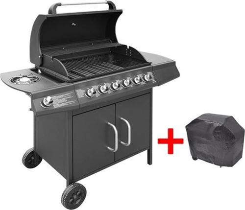 vidaXL Barbecue à gaz 6+1 zones de cuisson noir