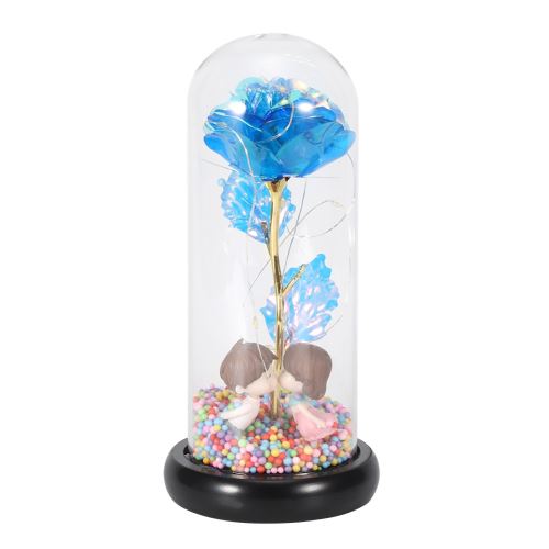 Cadeau De Saint Valentin Lampe Led Simulation Rose Fleur Décoration De Maison (Bleu)