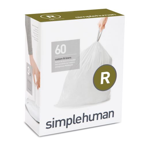 simplehuman Code R Sacs Poubelle Sur Mesure 3 Paquets x (60 Sacs) Blanc