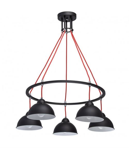 Suspension noire Loft 5 ampoules 77 Cm
