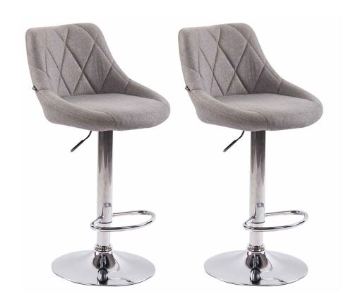 CLP Lot de 2 tabourets de bar Lazio tissu , Gris