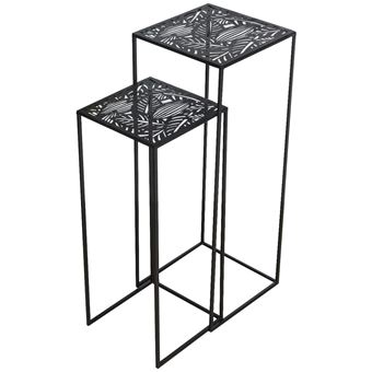 Lot de 2 sellettes gigognes en métal et acier 34x34xH74cm | Tables