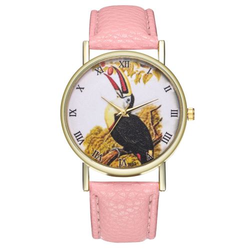 Mâle grande gueule illustration animal net montre à quartz rouge montre étudiant T252-Arose