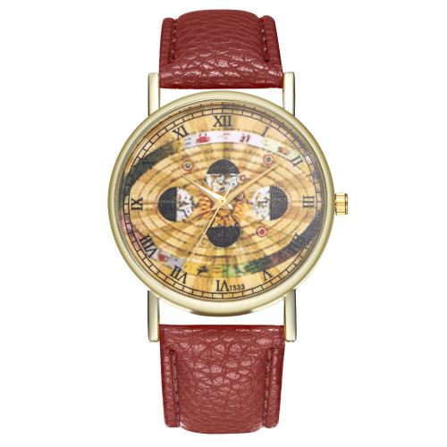 Phase de la Lune Regarder Astronomie Espace Regarder Sangle Lune Mme Montre Homme T333-Acafé