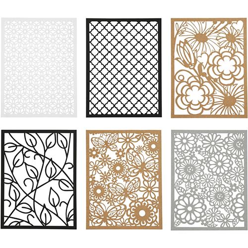 Creotime bloc carton 10,5 x 14,8 cm 6 motifs 4 couleurs noir et blanc