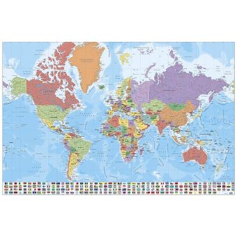 Affiche carte du monde - Affiche du monde Poster XXL avec drapeaux