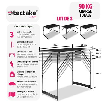 26€01 sur TecTake 3 tables à tapisser - Rangement de l'atelier