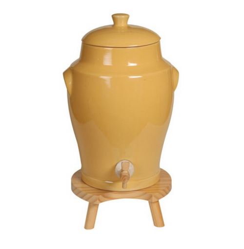 vinaigrier traditionnel en grès 4l jaune + tabouret - 0320