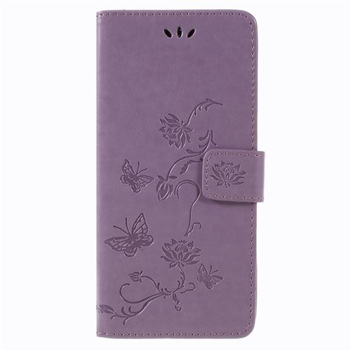 Etui en PU motif fleur papillon violet clair pour votre Samsung Galaxy Note 9