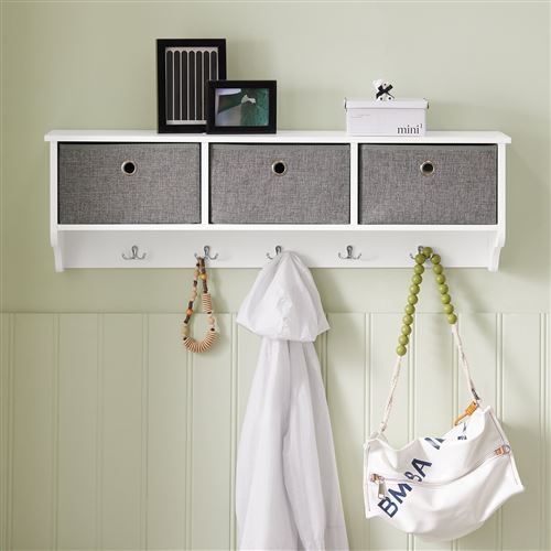 SoBuy® FRG282-W Portemanteau Mural Étagère 3 Tiroirs Meuble dentrée Penderie Mural  Blanc