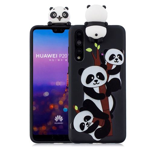 Coque en TPU jolie poupée 3d pandas pour Huawei P20 Pro