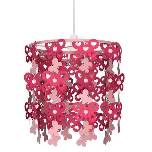 Lustre - suspension lustre butterfly bicolore diametre 25 cm hauteur 35 cm e27 40w fuchsia. chambre enfant seynave 0137135