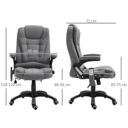 60 Sur Fauteuil De Bureau Direction Massant Chauffant Hauteur Reglable Dossier Inclinable Toile De Lin Gris Chine Achat Prix Fnac